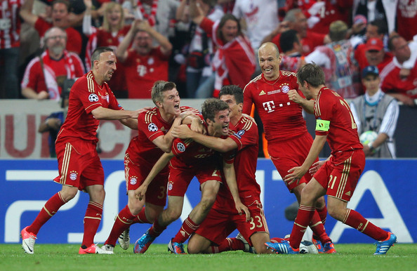 Bayern celebrating in last years Champions League Final *** image courteys of zimbio ***